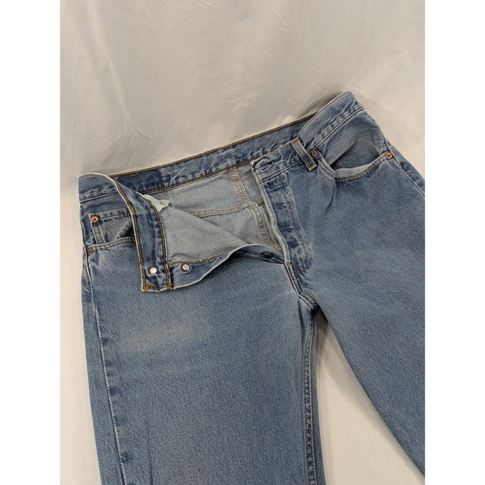 Vintage Levi's 501‎ 34x31 (36x32 Tag) Made In USA Light  Jeans Distressed Ripped